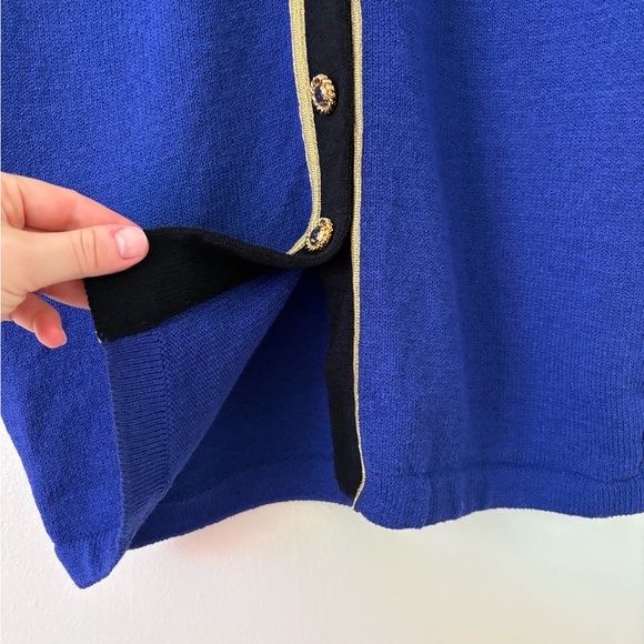 St. John Collection Santana Knit Royal Blue Long Sleeve Button Down Dress Size 4 - Picture 13 of 15